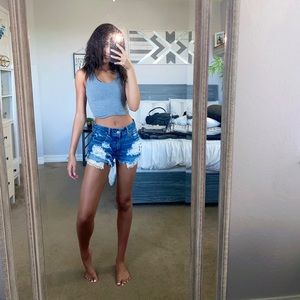 High-Rise Denim Shorts